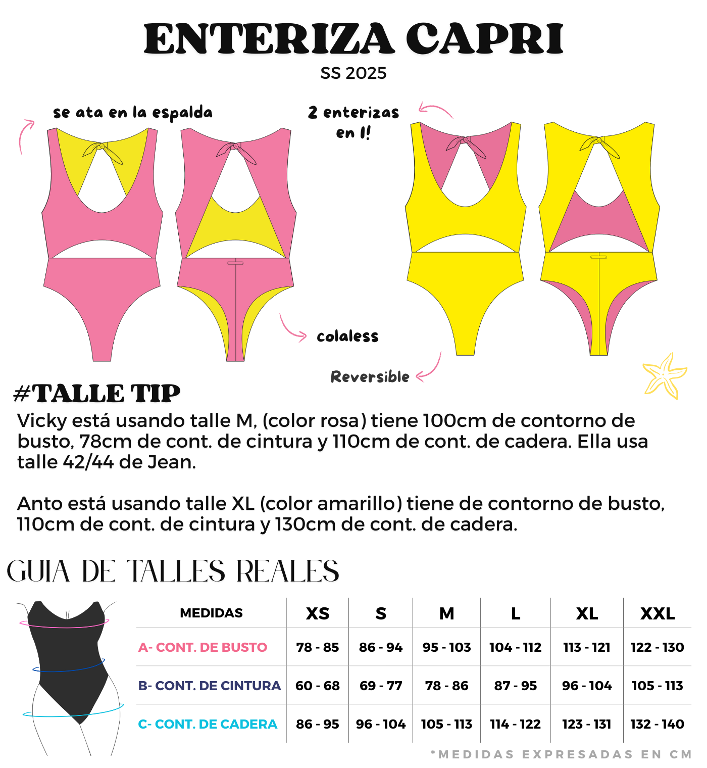 Enteriza reversible rosa y amarillo colaless trend